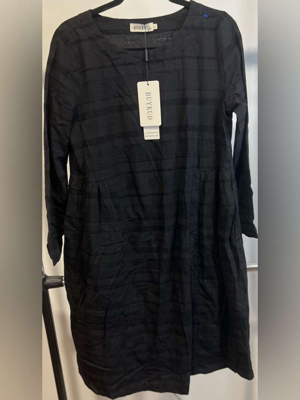 NWT Buykud Black Long Sleeve Dress Size L
